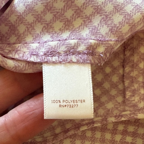 Lavender and White Gingham Check Top with Pleated Neck and Tie Back - Picture 13 of 13